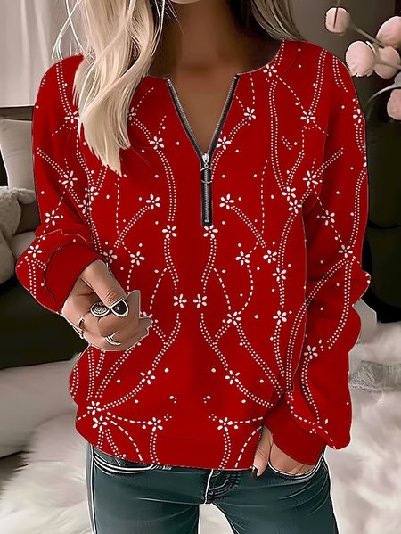 

Loose Casual Knitted Sweatshirt, Red, Sweatshirts & Hoodies