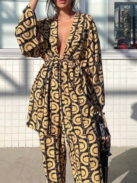 

Casual Loose Abstract Shirt, Black-yellow, Blouses and Shirts
