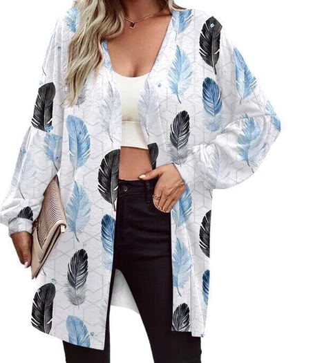 

Elegant Floral Cross Neck Loose Kimono, Black, Cardigans
