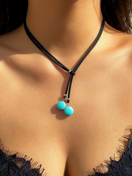 

Turquoise Leaf Feather Vintage Adjustable Necklace, Color3, Necklaces