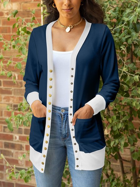 

Color Block Wrap Casual Kimono, Blue, Cardigans