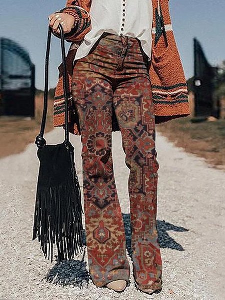 

Ethnic Regular Fit Vintage Pants, Red, Pants
