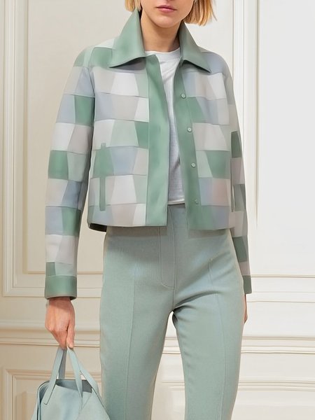 

Regular Fit Geometric Shawl Collar Urban Jacket, As picture, Jackets