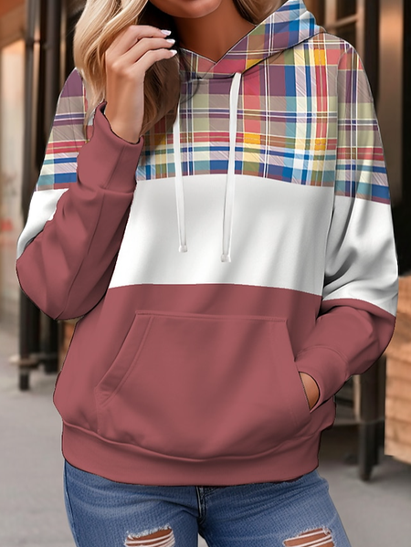 

Hoodie Casual Daily Plaid, Red, Sweatshirts & Hoodies
