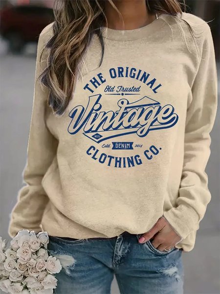 

Loose Casual Crew Neck Sweatshirt, Khaki, Sweatshirts & Hoodies