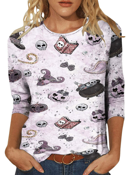 

Halloween Casual Crew Neck T-Shirt, Color7, Long sleeves