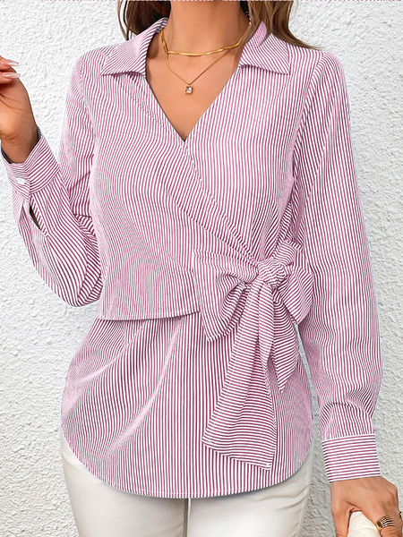 

Geometric Casual V Neck Loose Blouse, Pink, Shirts & Blouses