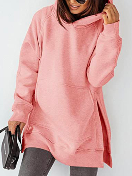

Casual Hoodie Plain Loose Hoodie, Pink, Sweatshirts & Hoodies