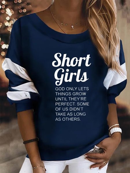 

Letter Pattern Casual Loose Crew Neck Sweatshirt, Dark blue, Sweatshirts