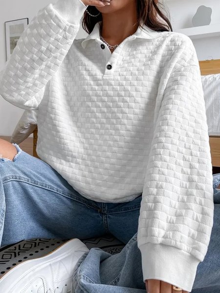 

Plus size Casual Loose Shawl Collar Sweatshirt, White, Hoodies & Sweatshirts
