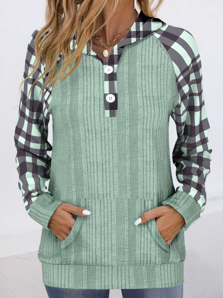 

Casual Knitted Plaid Hoodie, Green, Sweatshirts & Hoodies