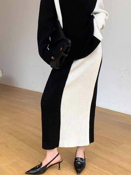 

Color Block Regular Fit Daily Urban Skirt, Black, Skirts