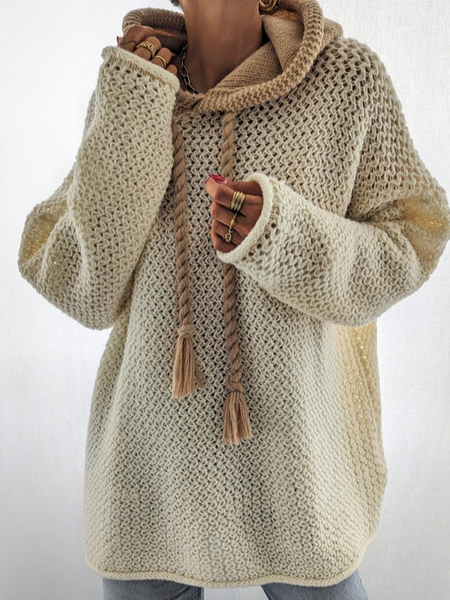 

Loose Wool/Knitting Casual Plain Sweater, Apricot, Sweaters & Cardigans