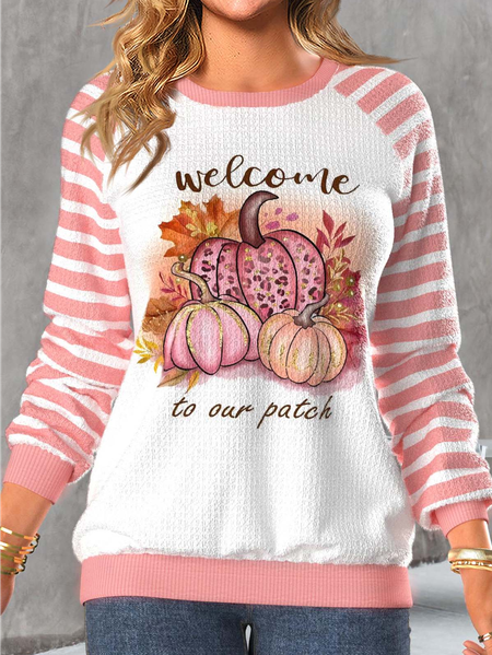 

Casual Loose Crew Neck Halloween Hoodie, Pink, Sweatshirts & Hoodies