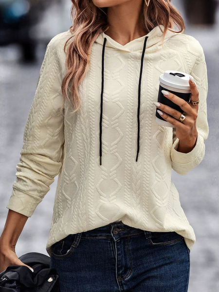 

Casual Plain Loose Hoodie, Apricot, Sweatshirts & Hoodies