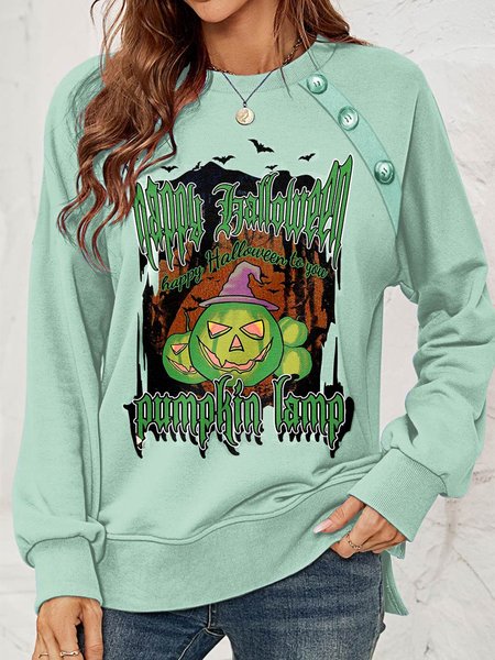 

Casual Halloween Crew Neck Loose Sweatshirt, Green, Sweatshirts & Hoodies
