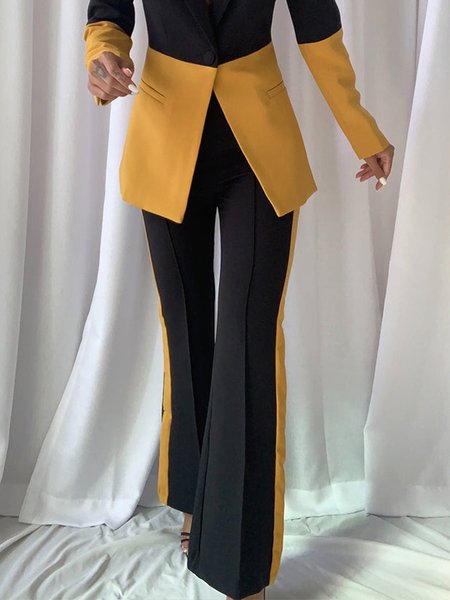 

Color Block Urban Regular Fit Fashion Pants, Yellow, Pants