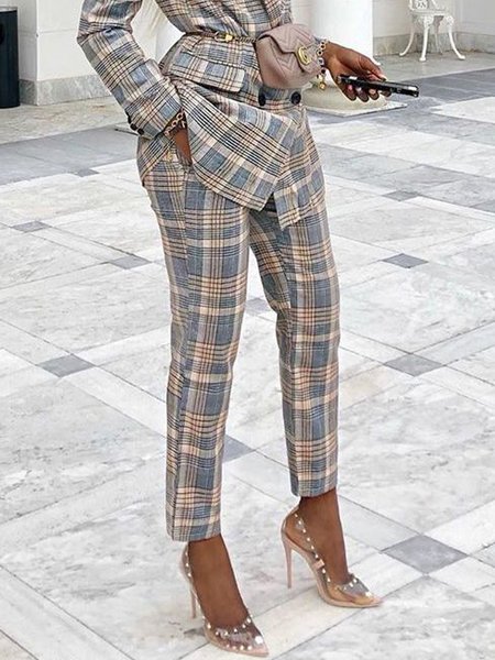

Urban Plaid Regular Fit Fashion Pants, As picture, Pants