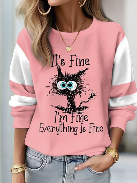 

Knitted Casual Crew Neck Sweatshirt, Pink, Hoodies&Sweatshirts