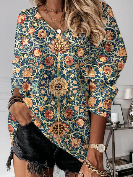 

Ethnic Loose Casual Shirt, Green, Shirts & Blouses