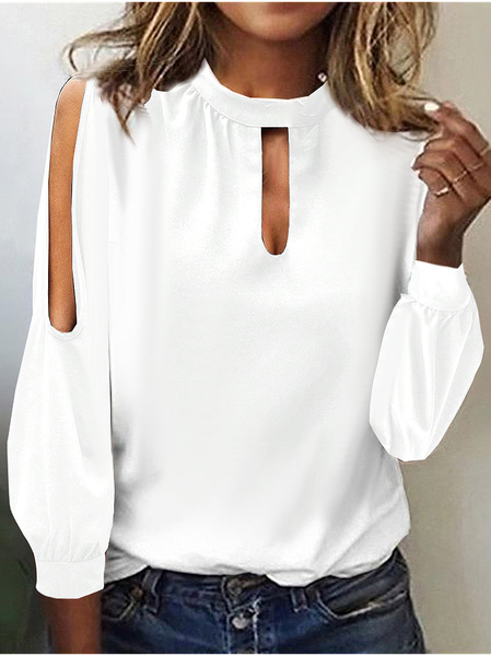 

Loose Plain Casual Crew Neck T-Shirt, White, T-Shirts
