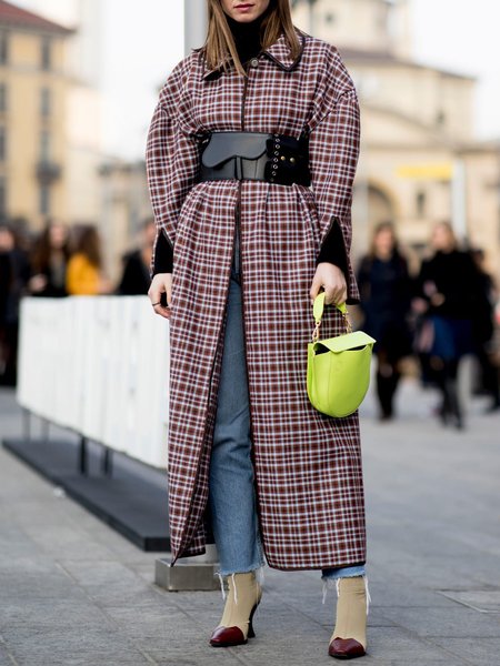 

Urban Plaid Shawl Collar Regular Fit Coat, Crimson, Coats