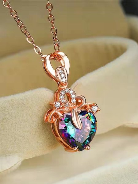 

Rhinestone Heart Pendant Necklace, Rose gold, Necklaces