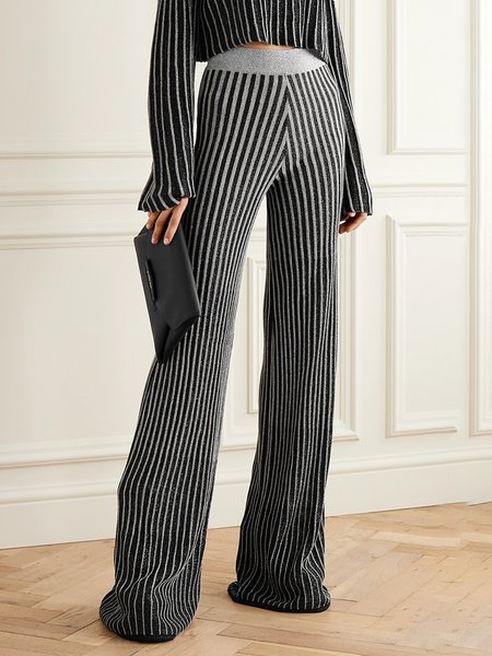 

Long Urban Regular Fit Striped Fashion Pants, Gray, Pants