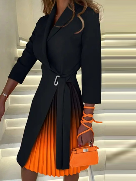 

Ombre Regular Fit Shawl Collar Simple Dress, Orange, Dresses