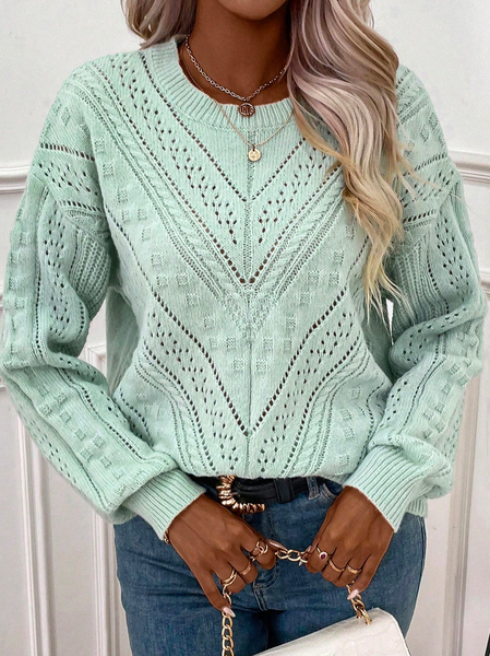 

Casual Loose Yarn/Wool Yarn Sweater, Green, Sweaters