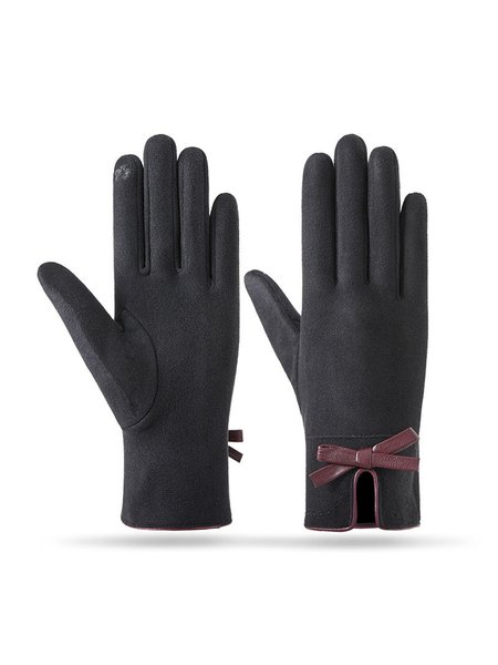 

Elegant Bowknot Warmth Gloves, Black, Women Gloves