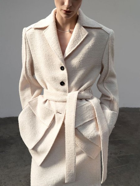 

Long Sleeve Regular Fit Urban Jacket With Belt, Off white, Jackets