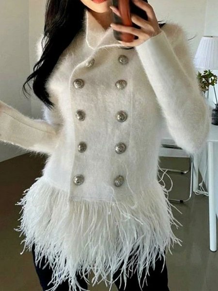 

Plain Regular Fit Long Sleeve Urban Jacket, White, Jackets