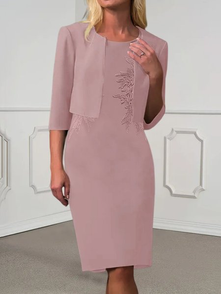 

Elegant Knitted Regular Fit Two-Piece Set, Pink, Suit Set