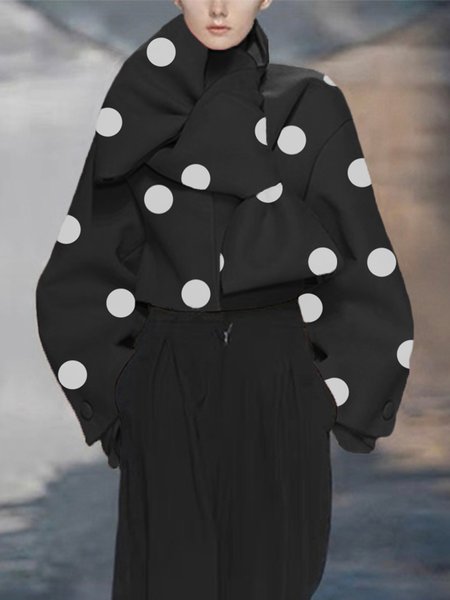 

Polka Dots Fit Elegant Long Sleeve Jacket, Black, Jackets