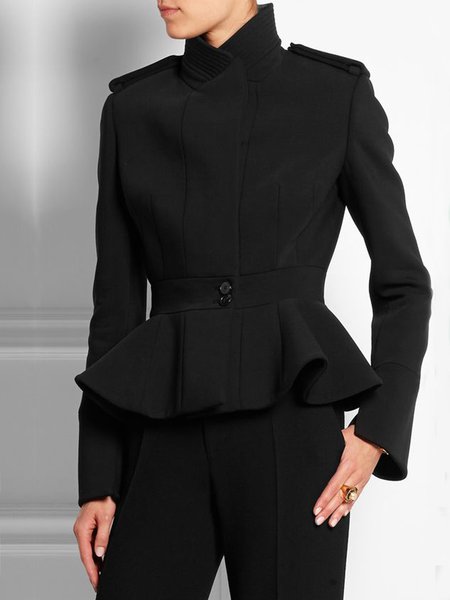 

Stand Collar Urban Plain Regular Fit Jacket, Black, Jackets