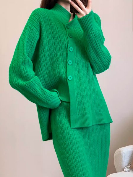 

Daily Loose Long Sleeve Urban Cardigan, Green, Cardigans