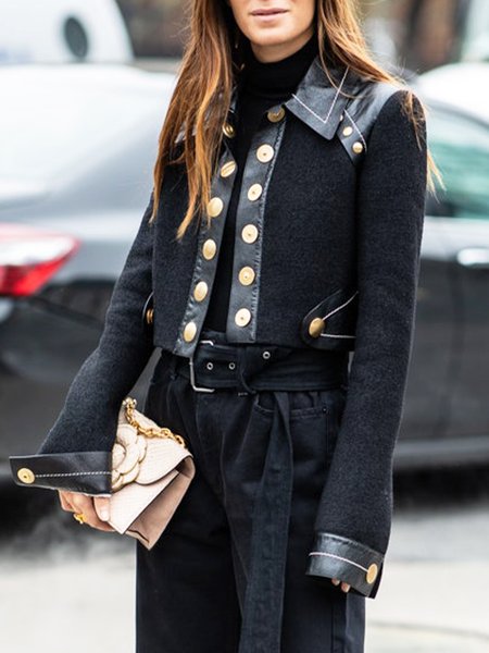 

Urban Shawl Collar Plain Pu Leather Coat, Black, Jackets