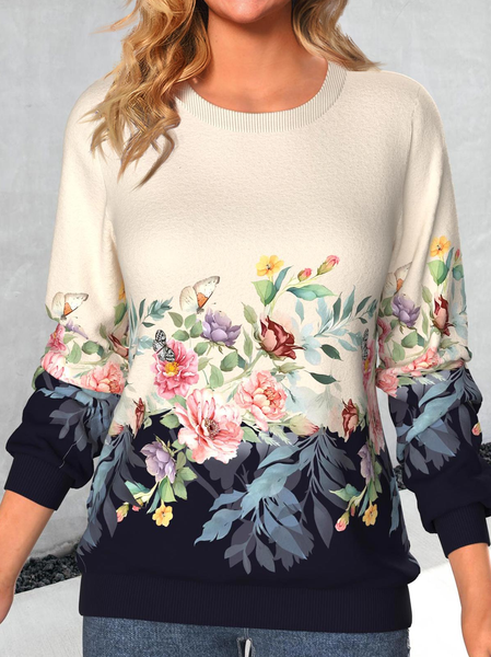 

Casual Loose Crew Neck Sweatshirt, Apricot, Sweatshirts & Hoodies