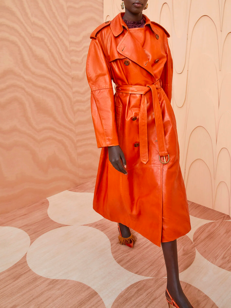 

Casual Pu Halloween Loose Trench Coat, Orange, Trench Coats