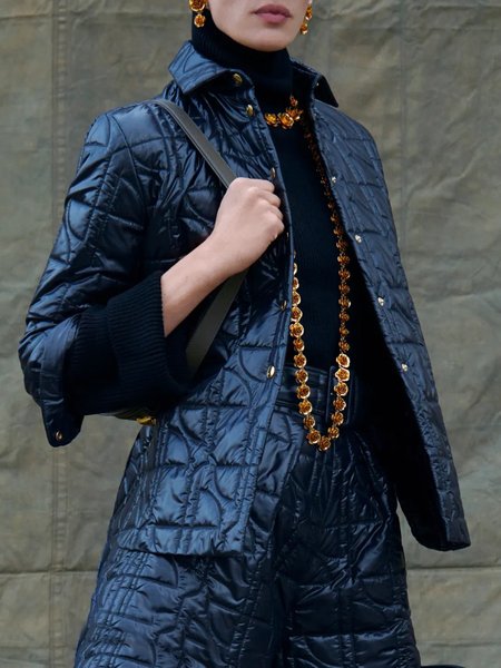 

Plain Shawl Collar Urban Padded Jacket, Black, Padded Jackets