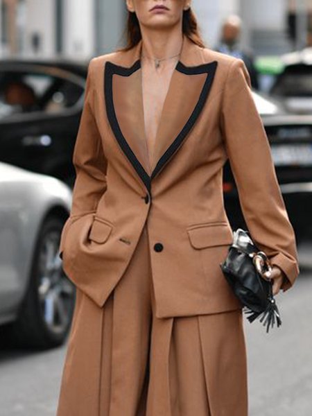 

Long Sleeve Lapel Collar Regular Fit Urban Blazer, Coffee, Blazers