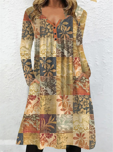 

Ethnic Regular Fit Crew Neck Floral Dress, Yellow, Dresses
