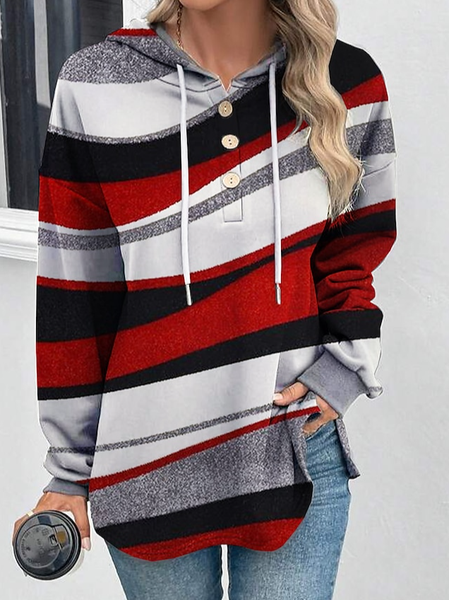 

Geometric Loose Casual Hoodie, Red, Sweatshirts & Hoodies