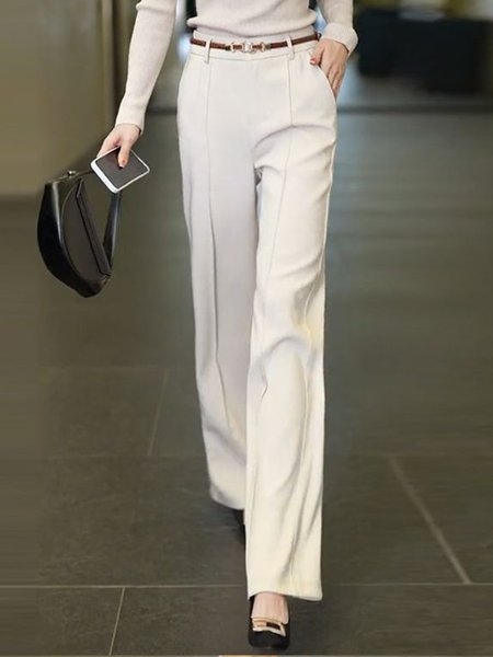 

Loose Plain Simple Pants, Apricot, Pants