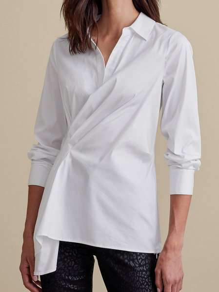 

Regular Fit Casual Plain Shirt Collar Blouse, White, Shirts & Blouses