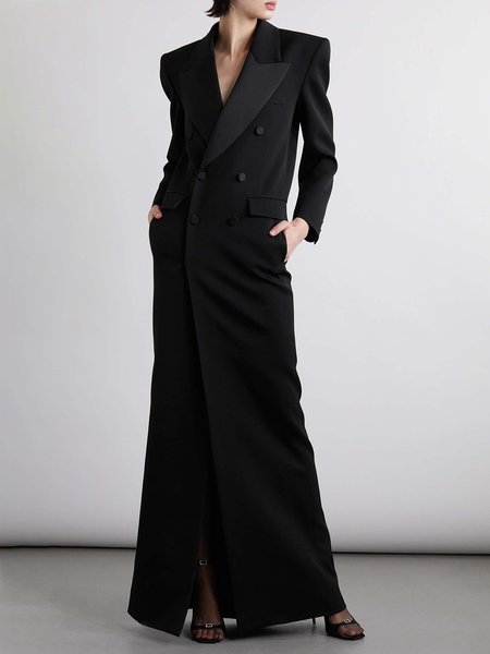 Lapel Collar Regular Fit Urban Blazer, Black, Blazers
