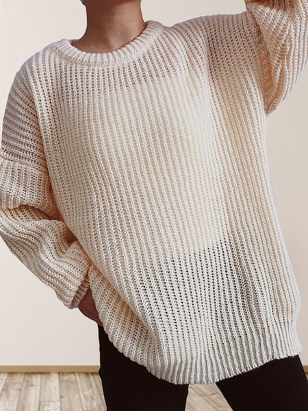 

Casual Loose Sweater, Off white, Sweaters