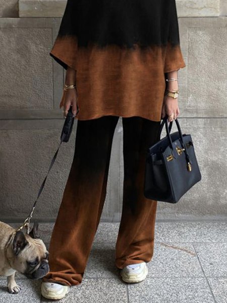 

Ombre Casual High Waist Fashion Straight Pants, Black, Pants