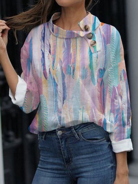 

Loose Casual Others Abstract Shirt, As picture, Shirts & Blouses
